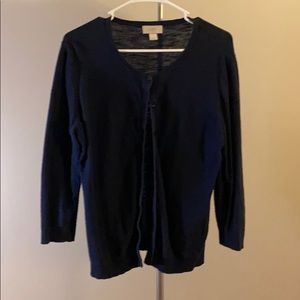 LOFT Outlet Slub 3/4 Sleeve Cardigan in Navy Blue